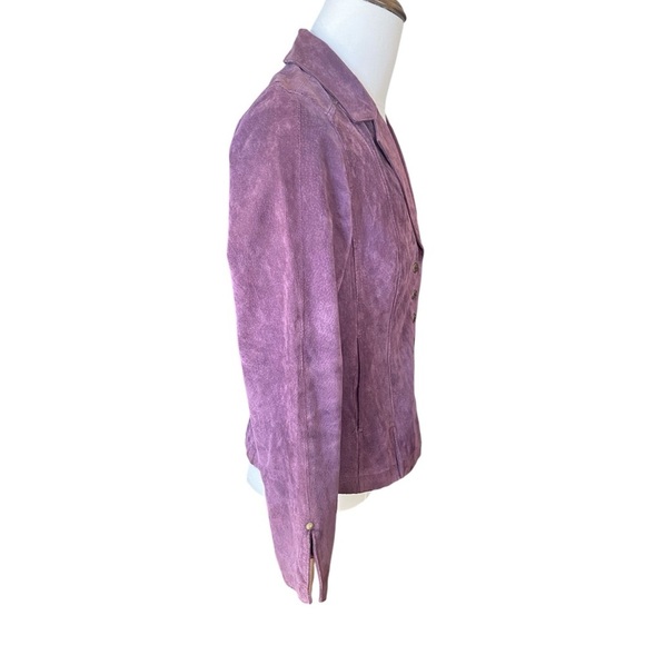 Live a Little plum leather jacket SZ M - Picture 5 of 8